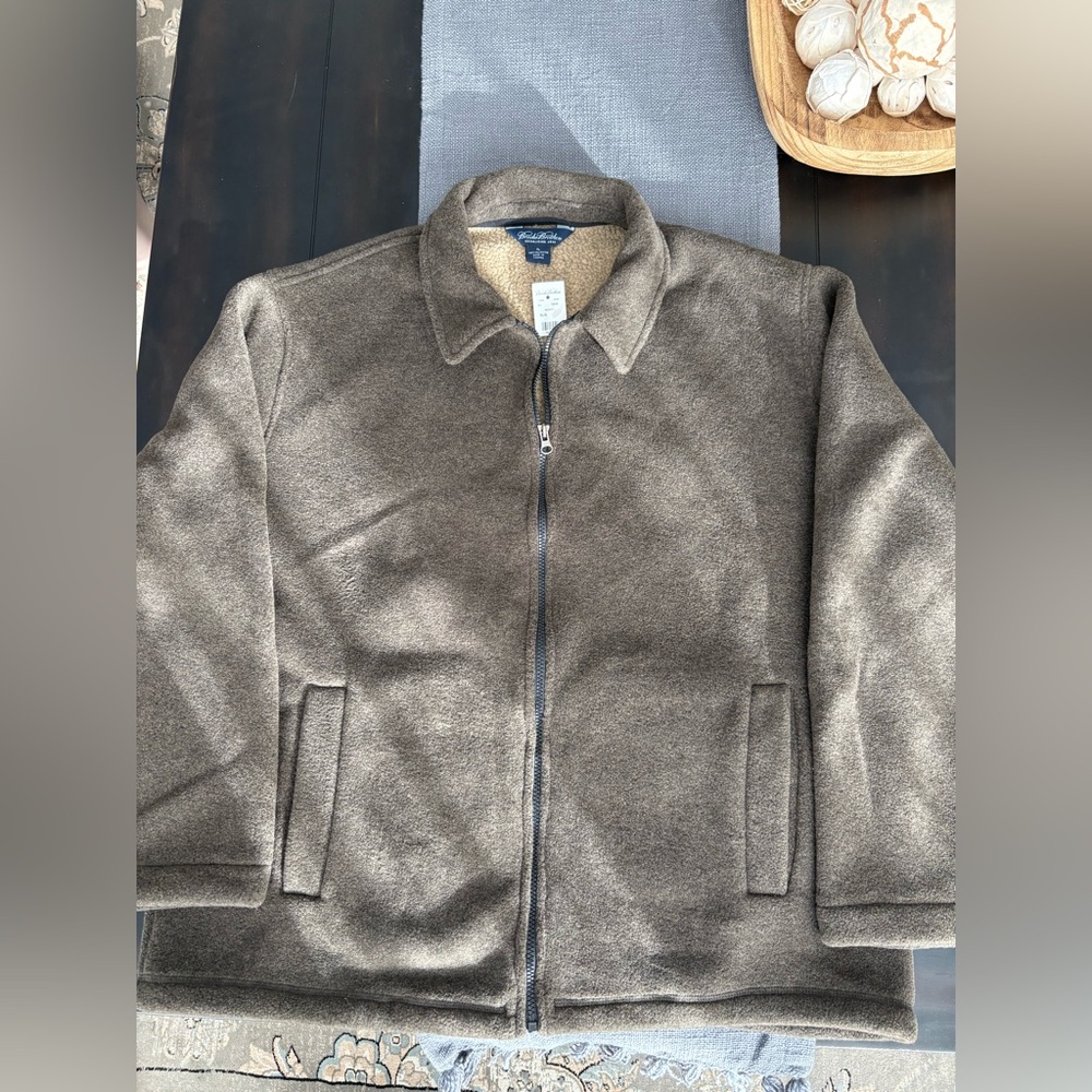 Brooks Brothers Brown Sherpa Fleece Zip-Up Jacket